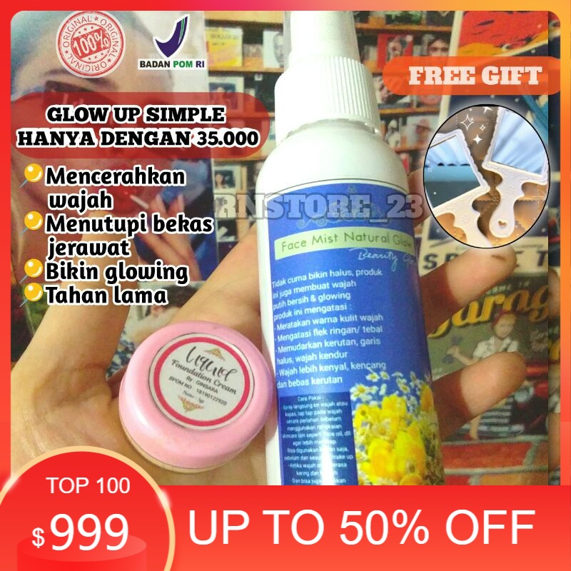 ready stok BPOM️ PAKET GLOW UP ( Liquid Foundation Glow dan Facemist Glowing) original