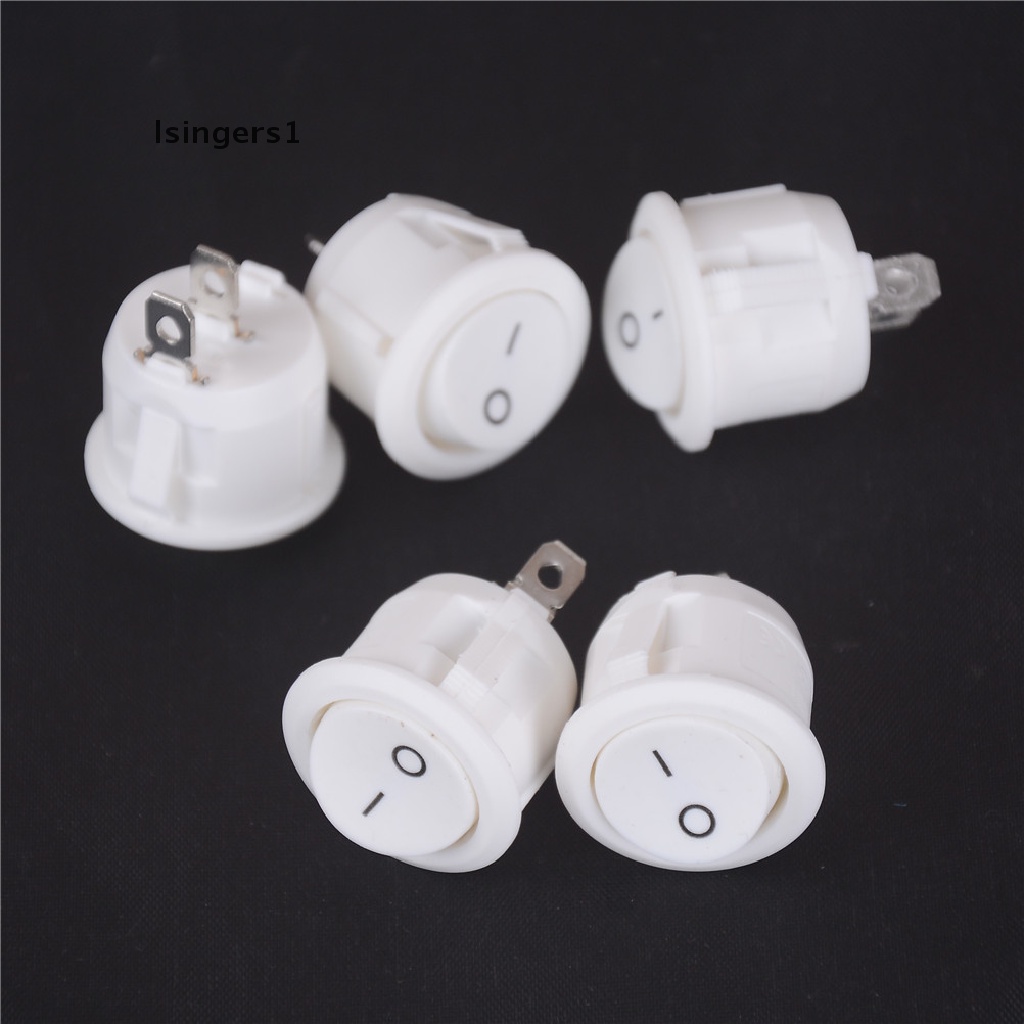 (lsingers1) 5pcs Saklar Rocker Switch ON-OFF 2-Pin Bulat Mini 20mm 12V Warna Putih