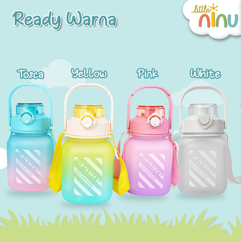 LITTLE NINU Botol Minum Anak Rainbow Sedotan Water Bottle Gradasi 1200 ml