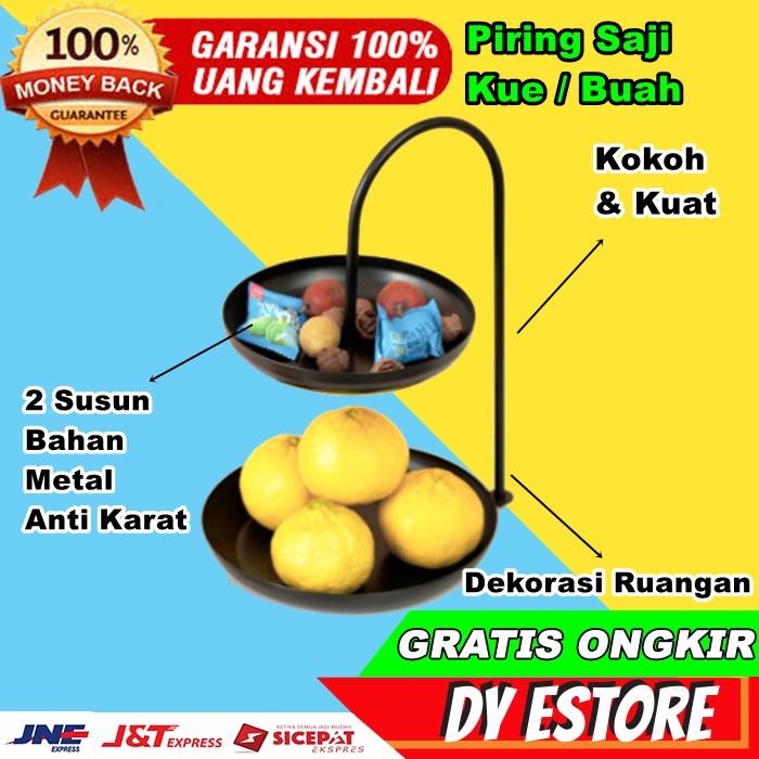 D957 Piring Susun 2 Tingkat Tempat saji pesta Dudukan Stand kue buah Makanan permen cookies No karat
