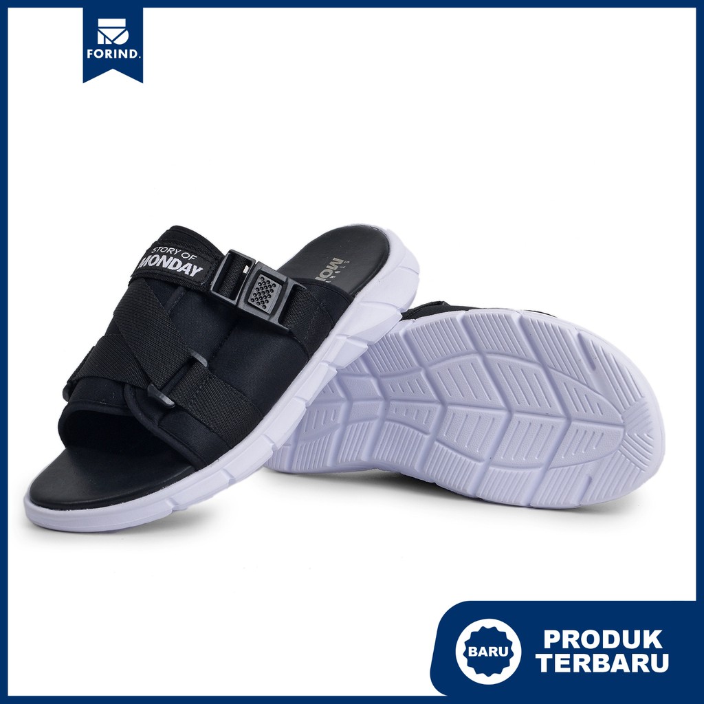 Noko Black | Sandal Gunung Casual Slip Santai Kasual Pria Laki Sendal Footwear Ori | FORIND x Monday