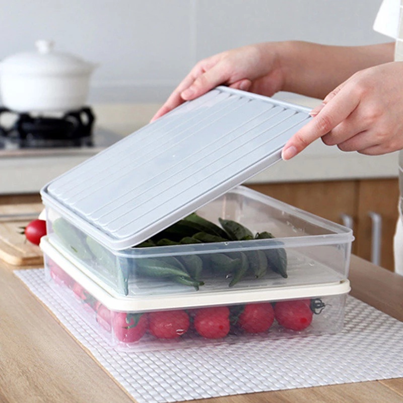 Kotak Penyimpanan Makanan Pangsit Sayuran Multilayer Dengan Tutup Untuk Kulkas Dapur