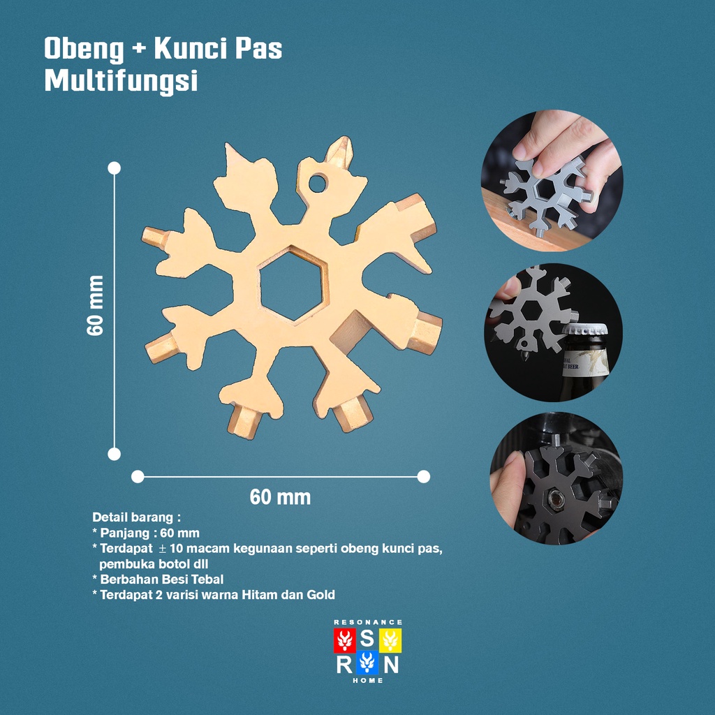 Kunci Pas + Obeng Multifungsi Model Snowflake / Multifunction Tools Resonance Home