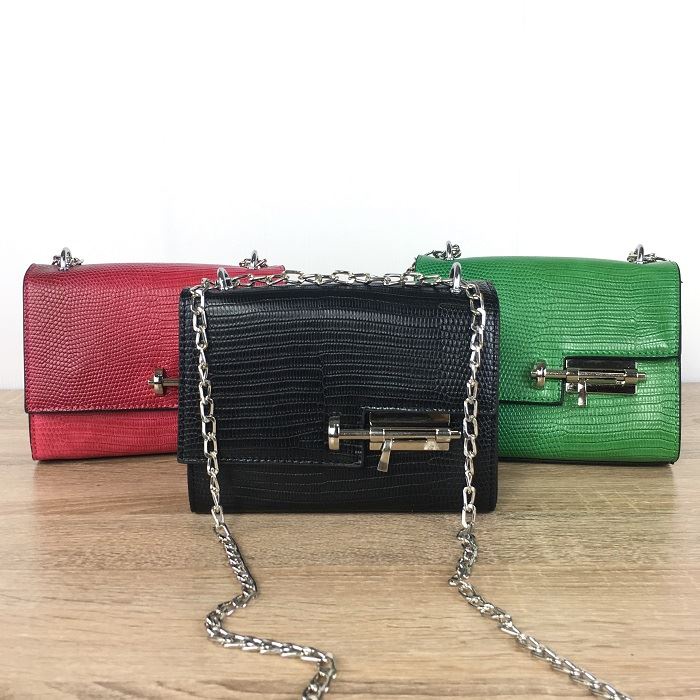 BJ2123457 - BLACK/GREEN/RED - TAS SLEMPANG TALI RANTAI BESI KULIT SINTETIS IMPORT TERLARIS TERMURAH BAGSTORE JAKARTA JTF123457