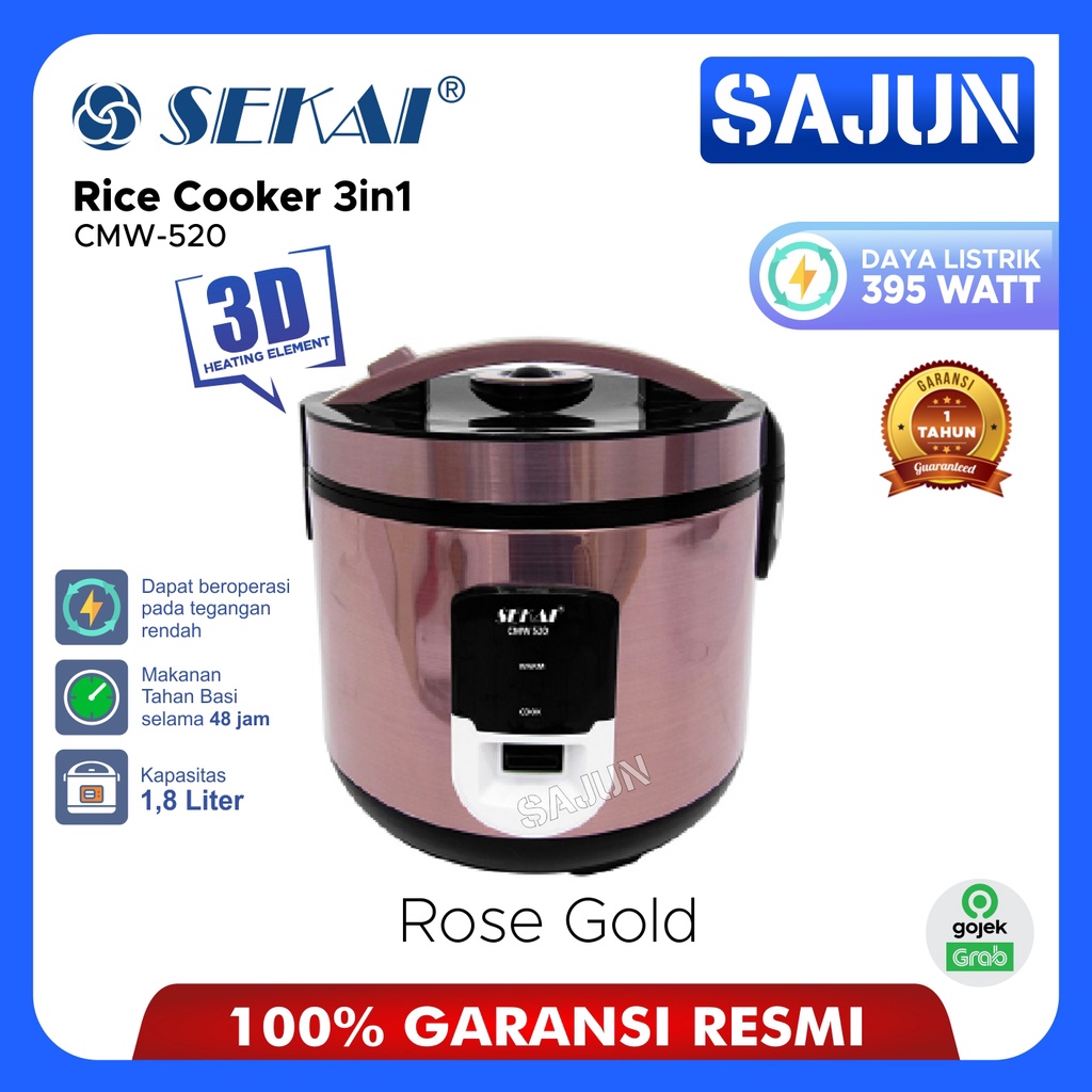 SEKAI Rice Cooker 3in1 CMW 520 Penanak Nasi CMW520 Stainless 1,8 Lt - Silver