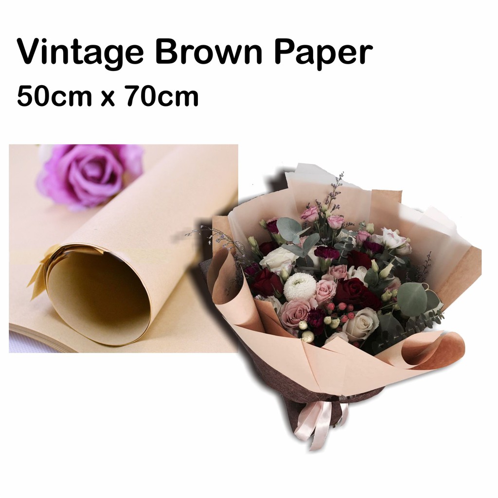 

Vintage Brown Paper ±50 lembar - wrapping bunga murah - kertas samson coklat