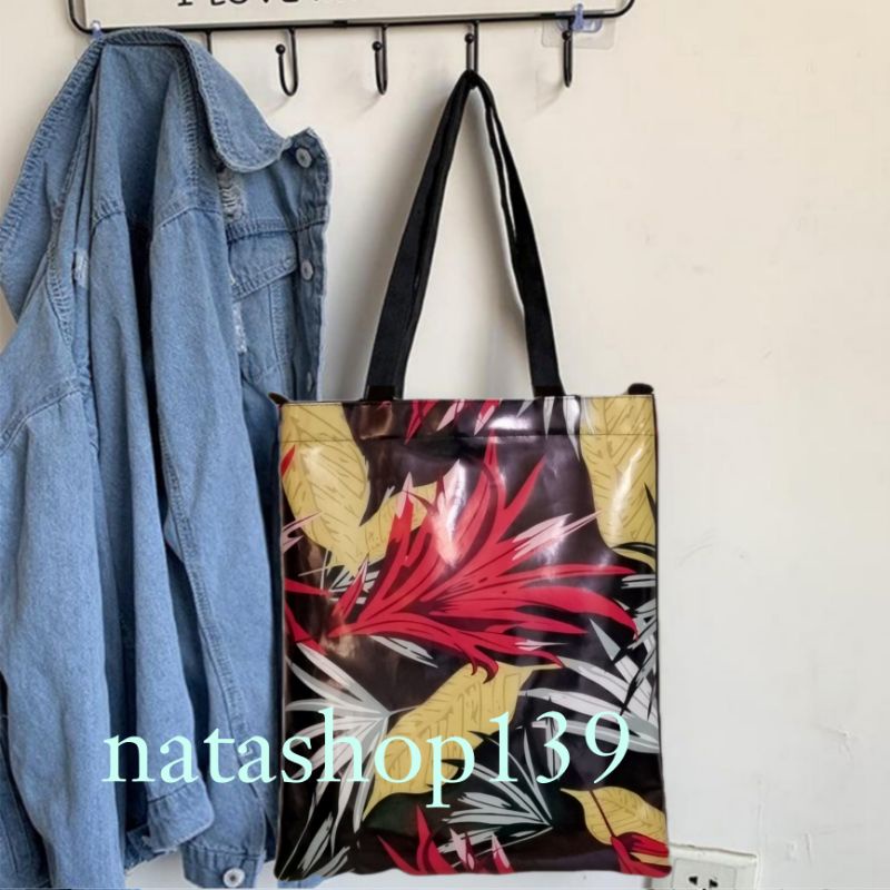 TOTE BAG Tas Jinjing Tas Bahu Motif Cantik Pakai Resleting Muat Laptop Tas Shopping Study Travel