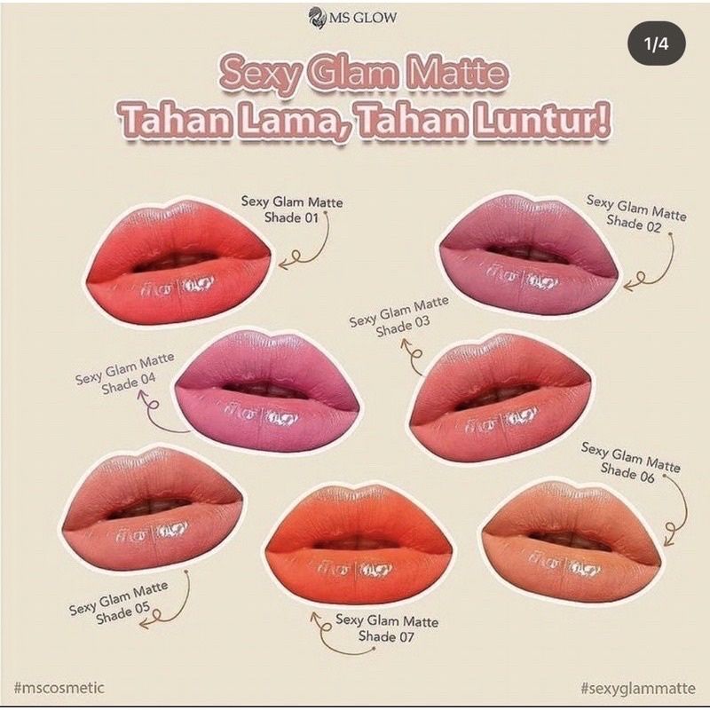 SIAP KIRIM SEXY GLAM MATTE LIPSTIC LIPGLOSS SGM SEXY GLAM MATTE COSMETIC MS GLOW