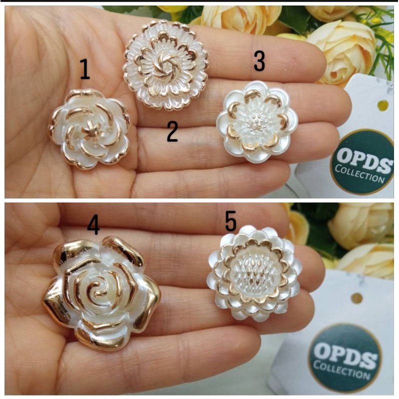 10 biji resin bunga list emas resin mawar resin bunga resin bunga krisan resin matahari list emas