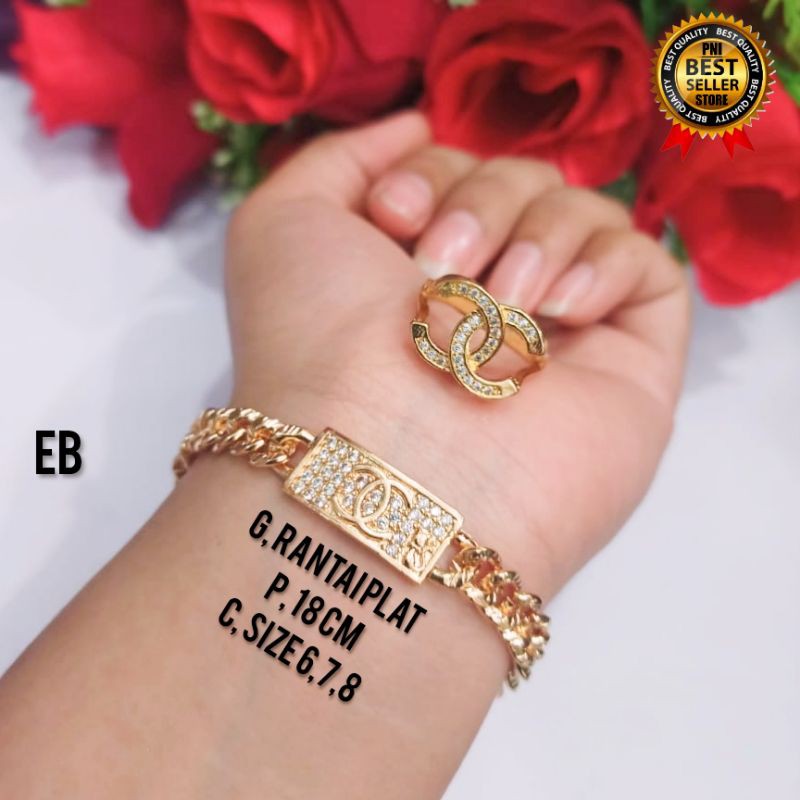 GELANG TANGAN WANITA RANTAI PLAT FREE CINCIN MOTIF CHENELL BANYAK PILIHAN MODEL DAN BENTUK NYA