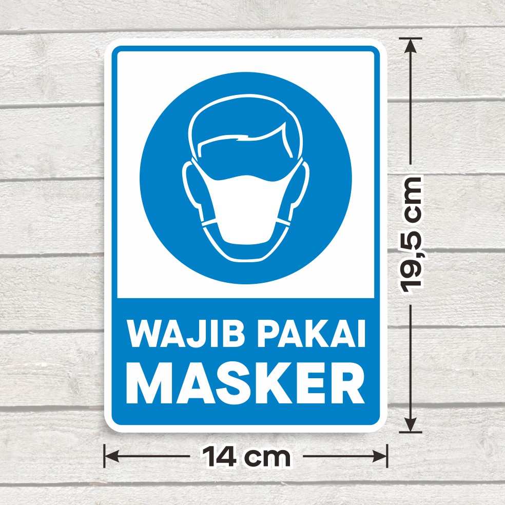 Jual Sticker Sign Vinyl Stiker Wajib Pakai Masker 14 X 19,5 Cm ...