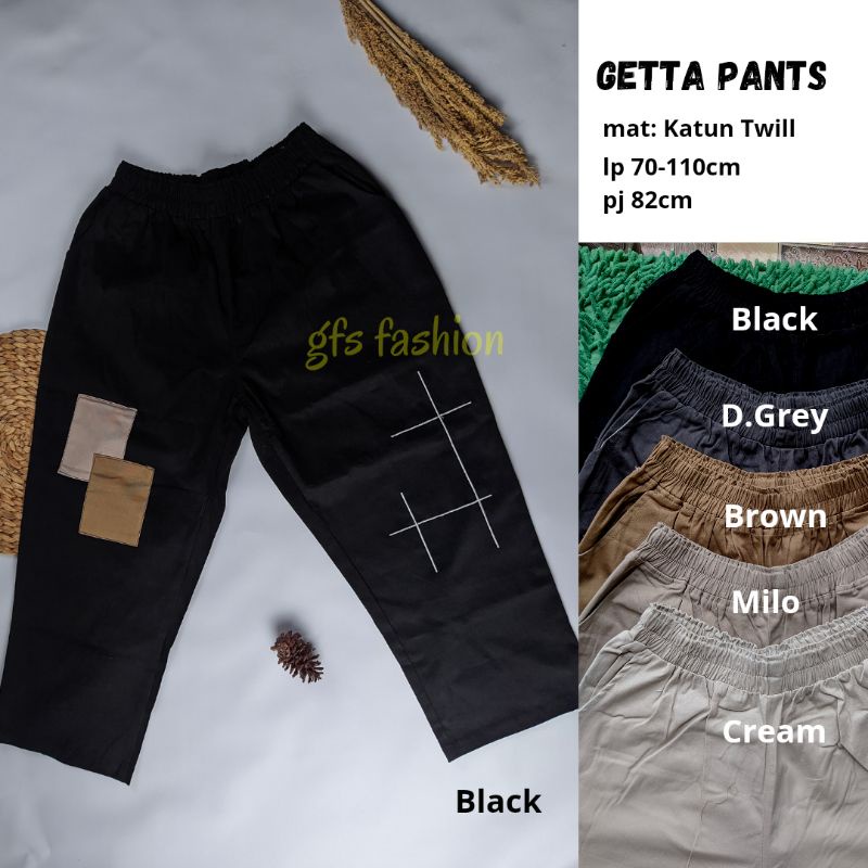 Getta Pants Celana Korea | Celana Panjang Wanita Jumbo katun Twill