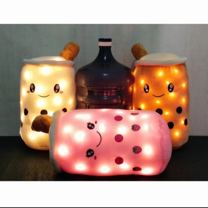 Boneka Boba LED Menyala Tinggi 45cm / Boneka Boba Milk Tea / Bantal