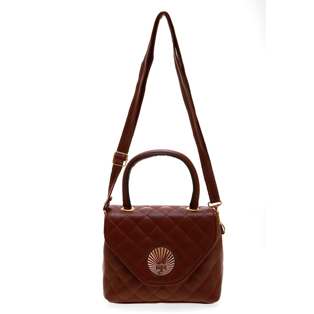 Lezya Tas Selempang Premium Tali Panjang Design Classic Woman Bag - Maroon