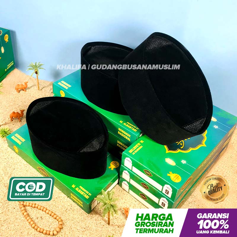 BEST SELLER! Peci Hitam AC Polos Kopiah Pendek Tinggi 6cm 7cm 8cm 9cm 10cm Promo Songkok Murah Perlengkapan Sholat Grosir Anak &amp; Dewasa Kopyah Haji Berkualitas Fashion Muslim