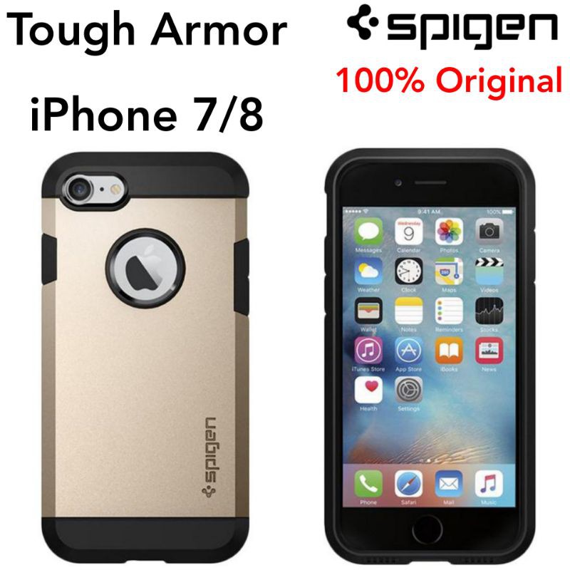 iPhone 7 8 Original Spigen Tough Armor Casing Tahan Banting Case Kesing Cover