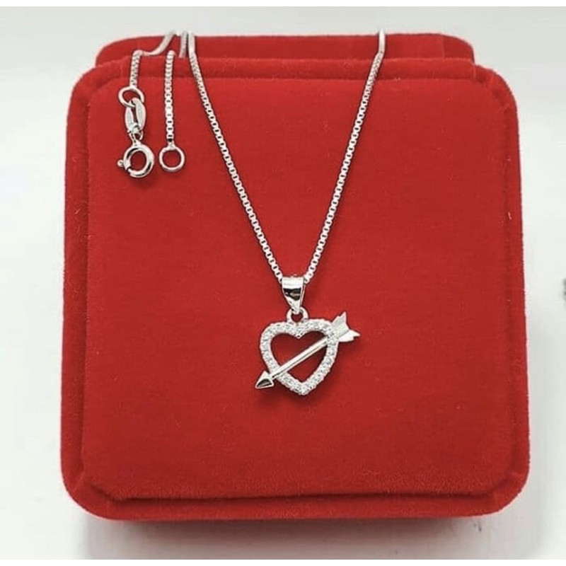 Kalung liontin love kalung perak 925 kalung wanita perak 925 laps emas putih SK60