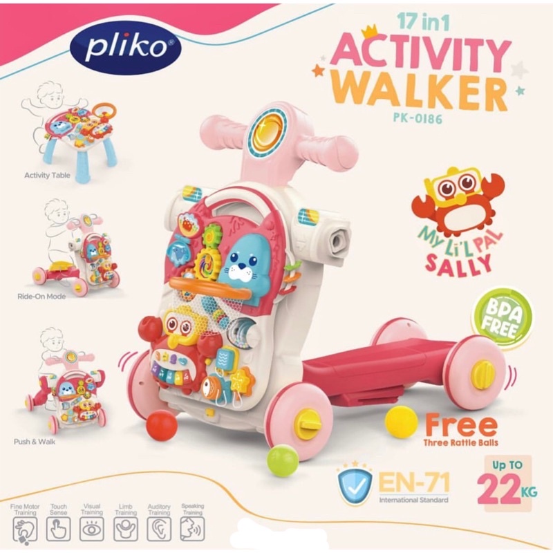 PUSH WALKER PLIKO ACTIVITY WALKER 17 in 1 PLIKO PK 1086 PUSH WALKER DORONGAN BAYI /MEMBANTU BELAJAR JALAN BAYI/ MAINAN BAYI/BABY WALKER/ MAINAN MEMBANTU BERJALAN PLIKO/MULTIFUNCTION WALKER