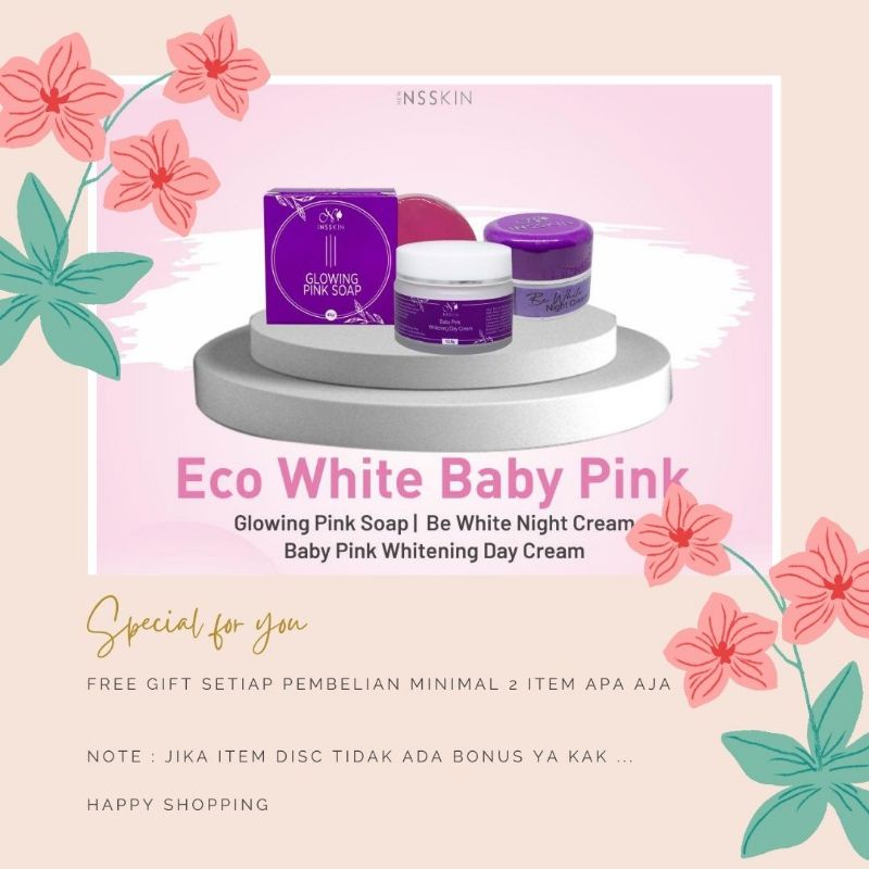 ( BISA COD ) PAKET ECO VARIASI PINK NEW NSSKIN | eco white baby pink | eco acne glow |eco bb glow