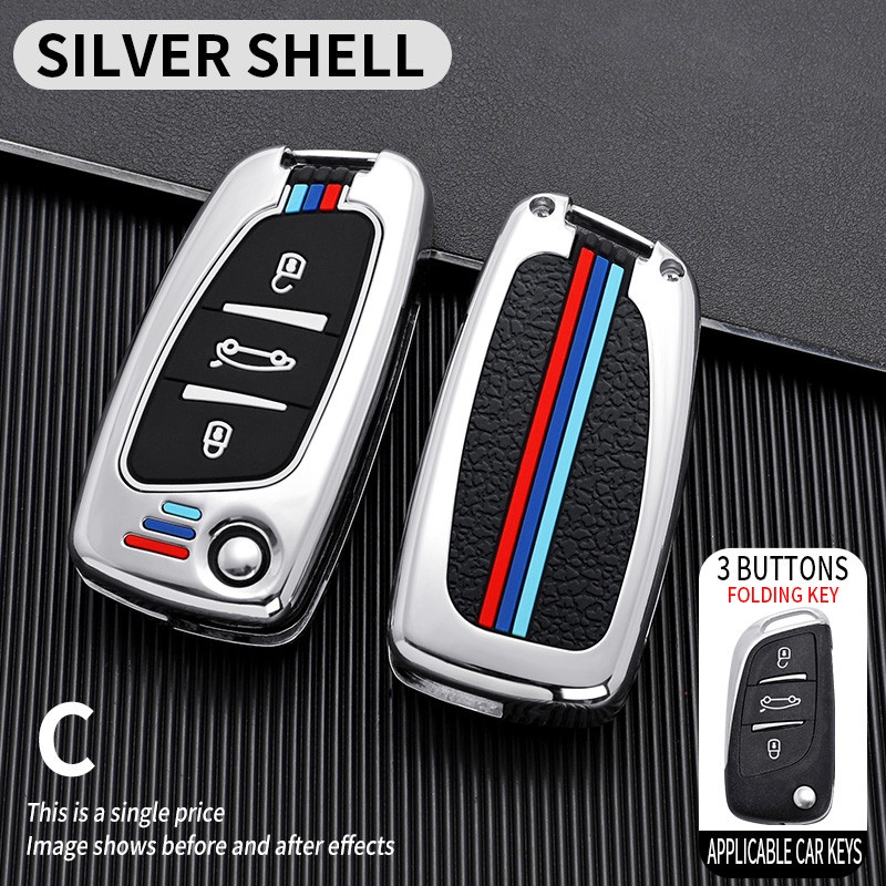 Casing Kunci Mobil 3 Tombol Model Lipat Untuk Peugeot Citroen C1 C2 C3 C4 C5 DS3 DS4 DS5 DS6