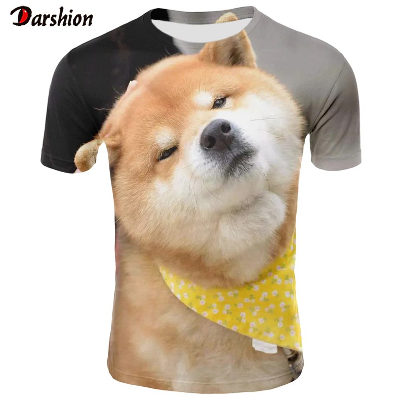 (Free Ongkir) Jual 3D Dog Print T shirt Men/Women 2019 Novelty Animal  T shirt Funny Dog Short
