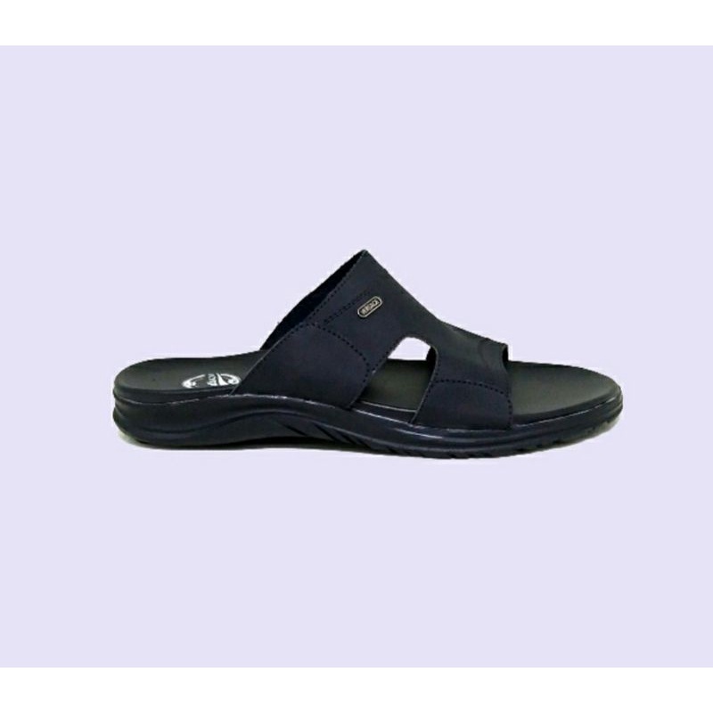 Sandal KOKOP Pria Big Size 39-44 Sendal Malzie Slide Kulit Kasual / KOKOP Black Original, 43