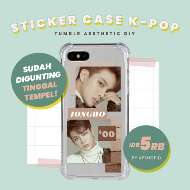 DIY sticker case Ateez set stiker hp kpop tumblr aesthetic wooyoung yunho jongho seonghwa yeosang