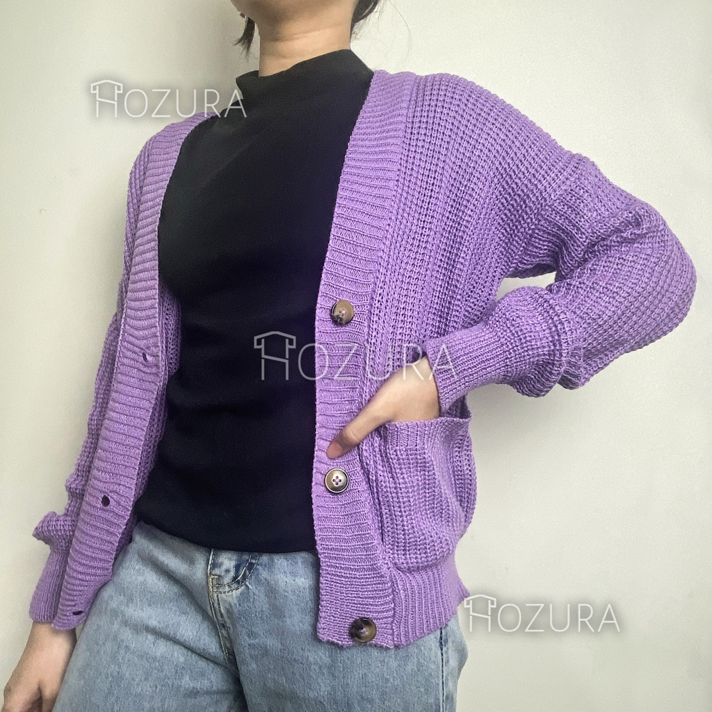 Hozura - Cardigan Sweater Rajut Wanita Selly - Kancing Wanita Kardigan Basic Outwear PREMIUM