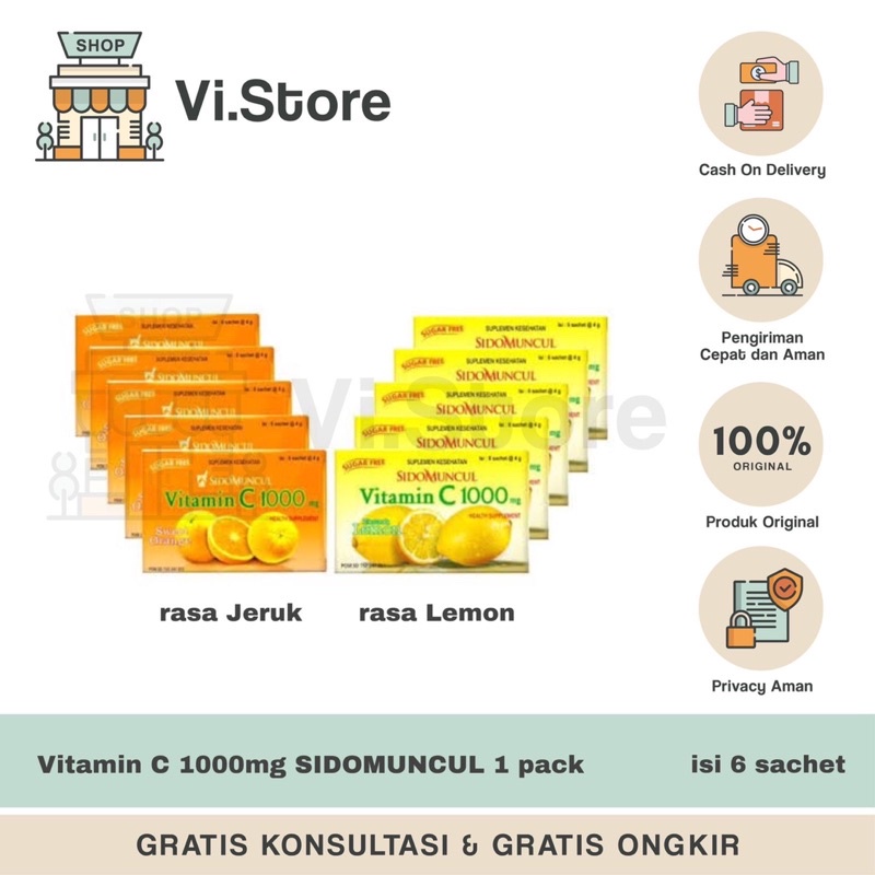 Vitamin c 1000mg sidomuncul lemon dan jeruk