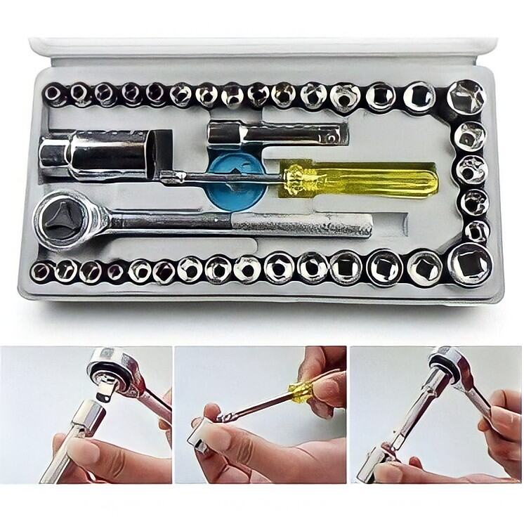 Kunci Pas 40 Pcs Multipurpose Combination Socket Wrench Set with