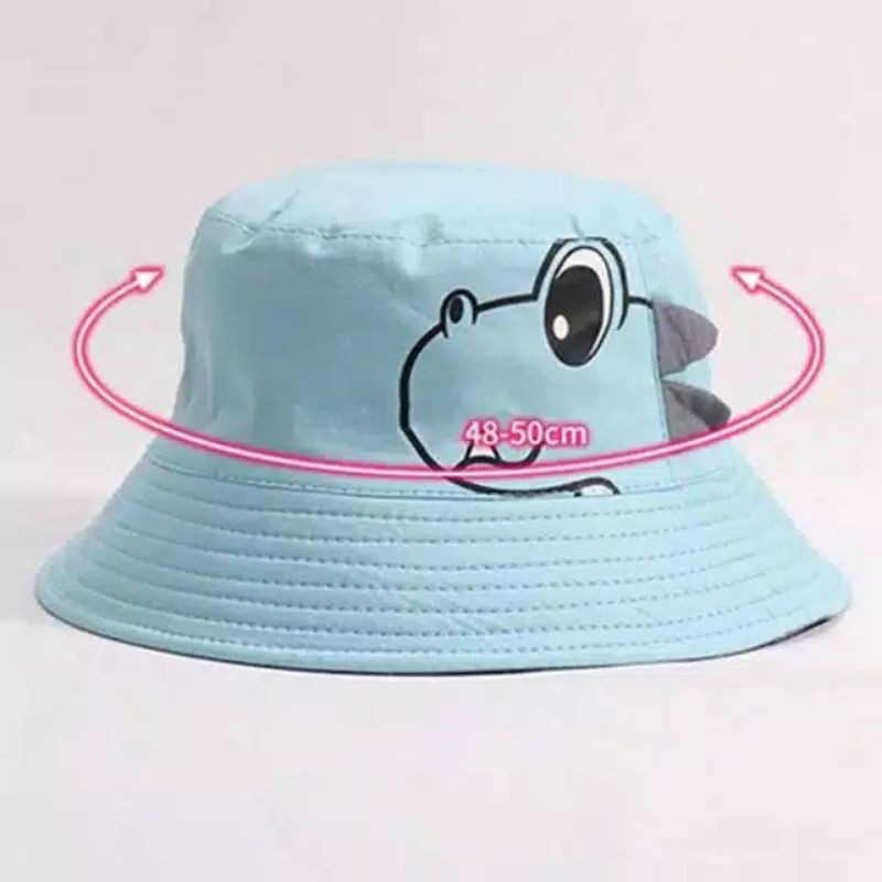 Topi BUCKET DINO Anak Laki-laki / Perempuan Gambar Kartun Dinosaurus