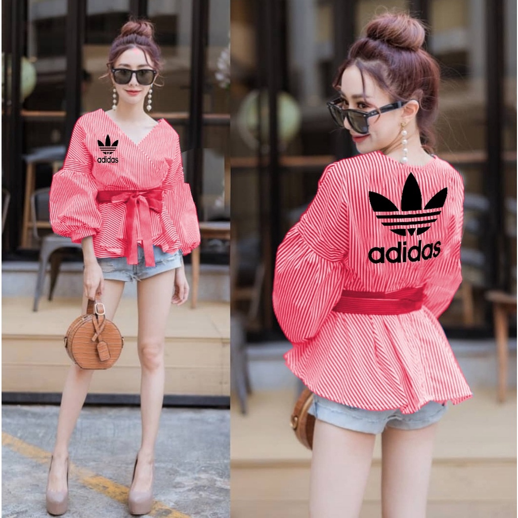 *[HNFK] Blouse Salur Wanita Korea / Blouse Salur Lengan Wanita / Atasan Wanita Salur