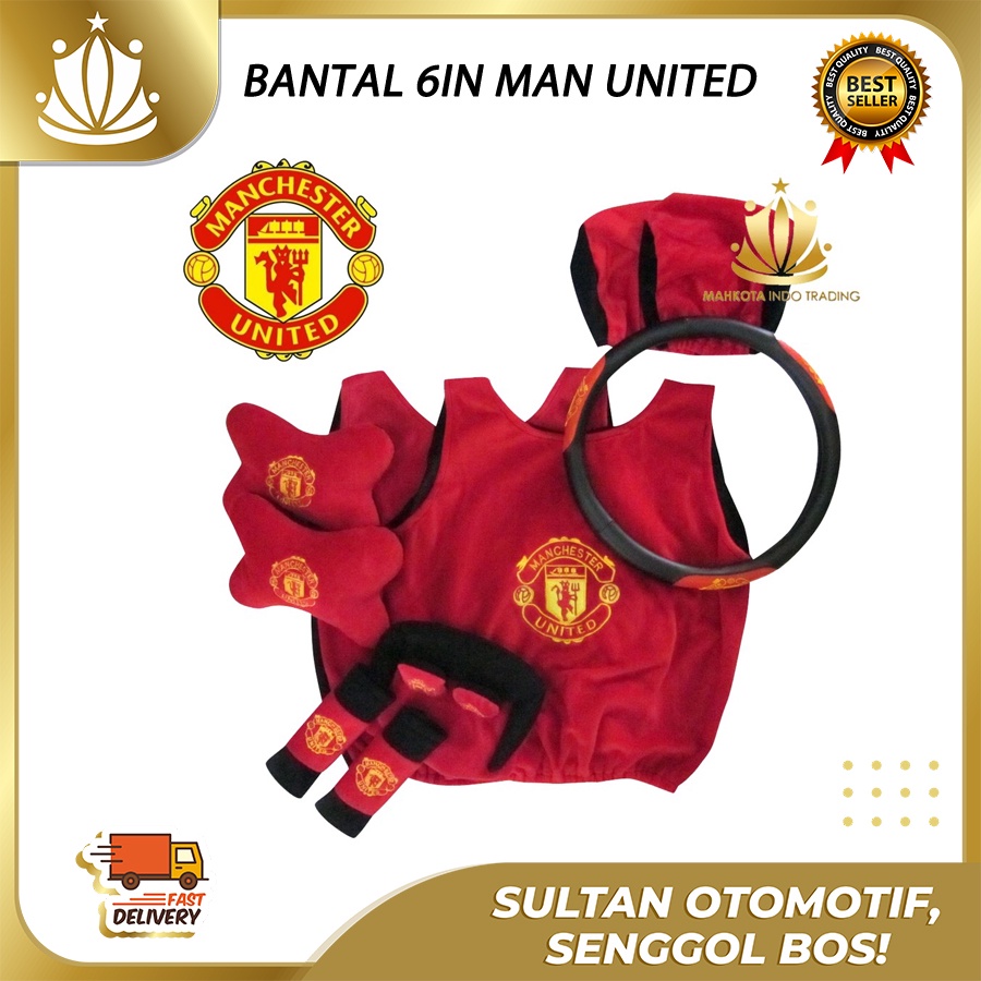 Sarung Jok Mobil Universal 6 in 1 / Bantal Mobil / Car Set Mobil Mancester United 6in1