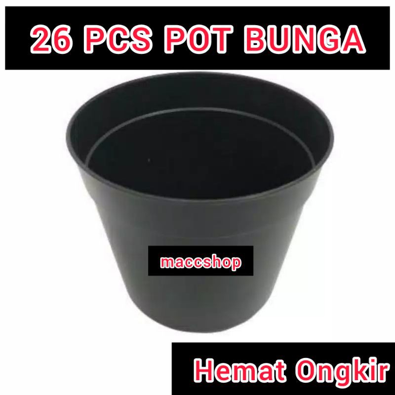 26 PCS POT BUNGA 17cm Tanaman Bibit Plastik - Hitam