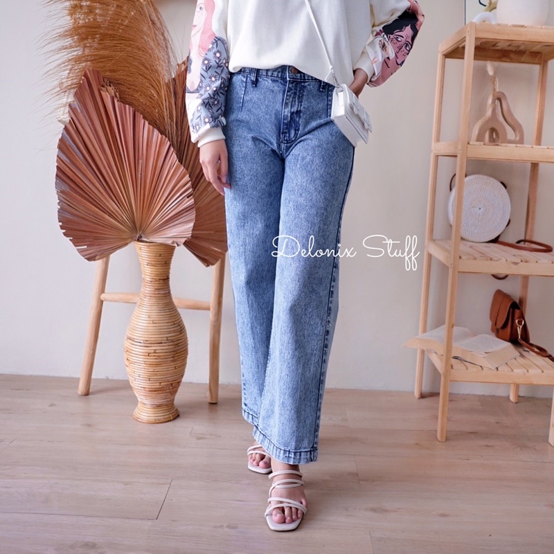 Washed denim kulot import