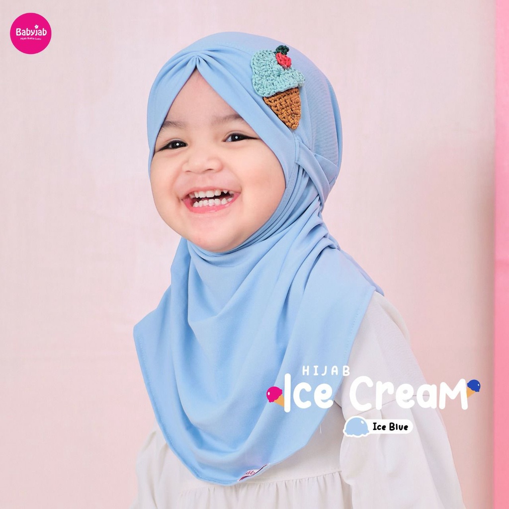 Jilbab Anak Perempuan Original Babyjab Ice Cream Jersey Premium Biru Muda