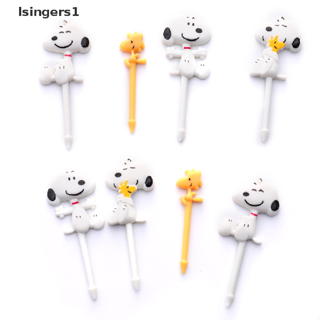 (lsingers1) 6pcs / Set Garpu Buah / Dessert Bentuk Kartun Kucing / Anjing