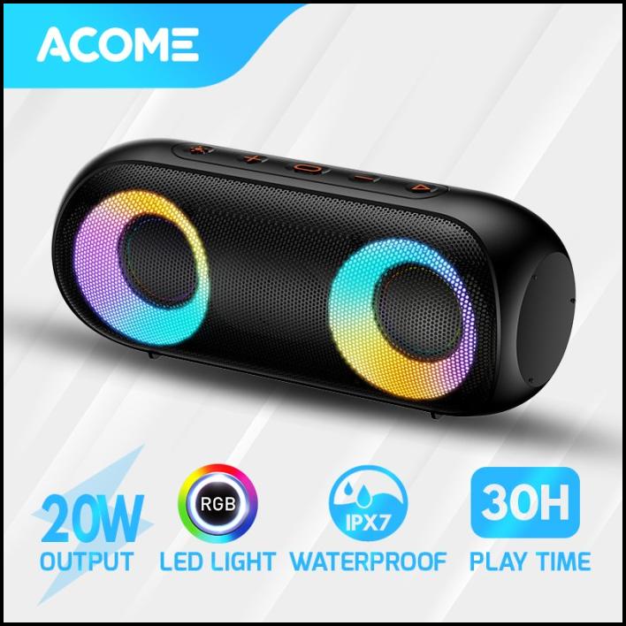 Acome Super Bass Speaker Bluetooth 5.0 20W Ipx7 Rgb Rave Party A20