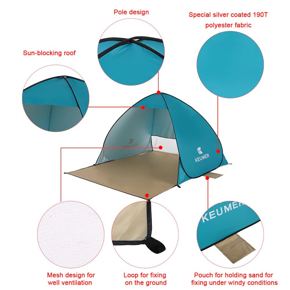KEUMER Swift Open Pop-Up Tent - Tenda Portabel Kapasitas 2 Orang