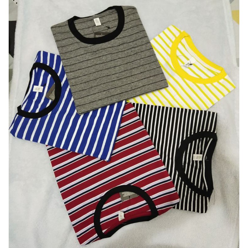 Kaos stripe salur tangan pendek cowok dan cewek