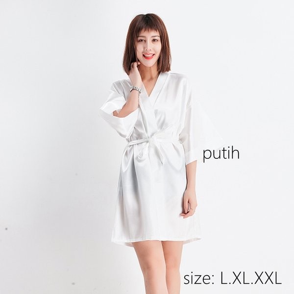 Baju Tidur - Kimono Baju Tidur Wanita Lingerie Piyama Sexy Bahan Sutra Es A308