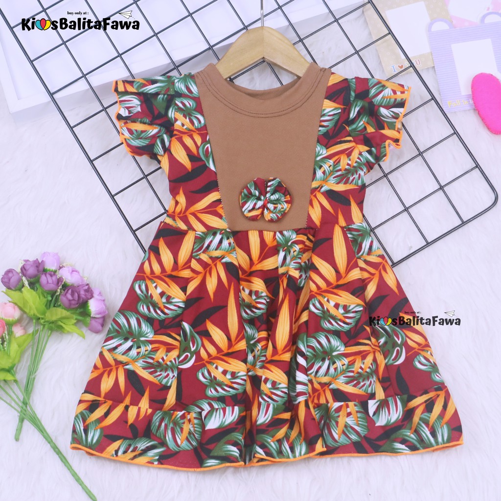 Dress Tania uk 6-18 Bulan / Baju Anak Bayi Perempuan Lengan Pendek Gaun Pesta Baby Import Murah