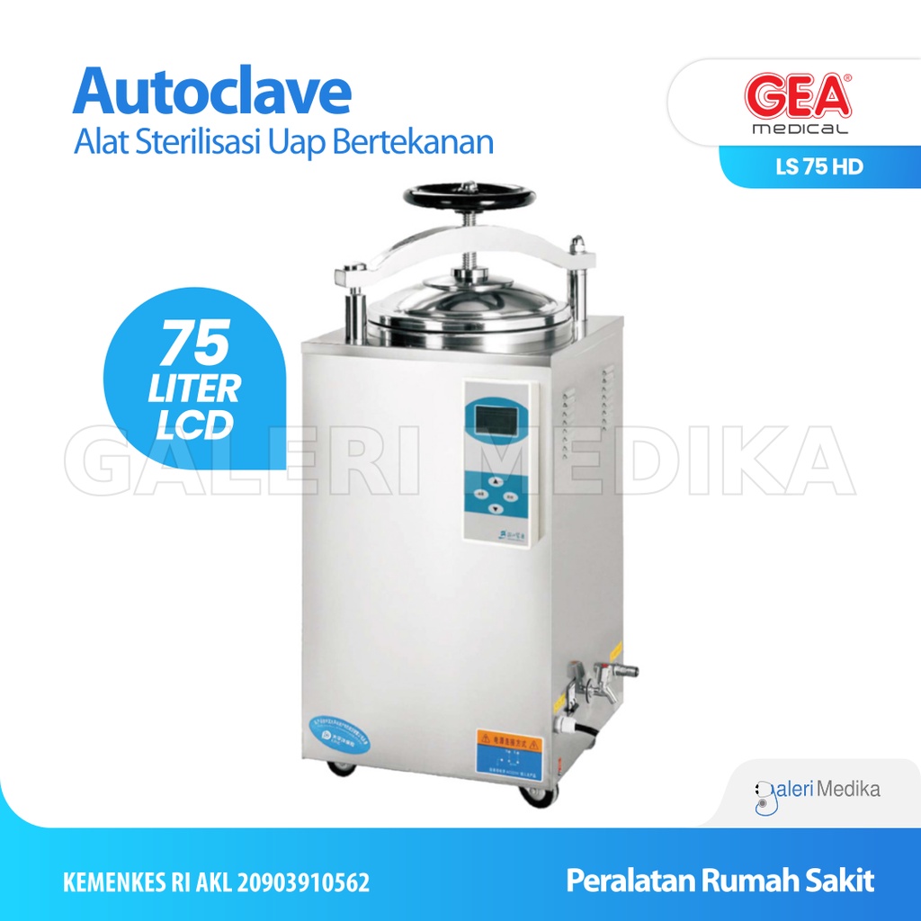 Autoclave GEA LS-75HD Pressure Steam Sterilizer LCD Display Dengan Timer