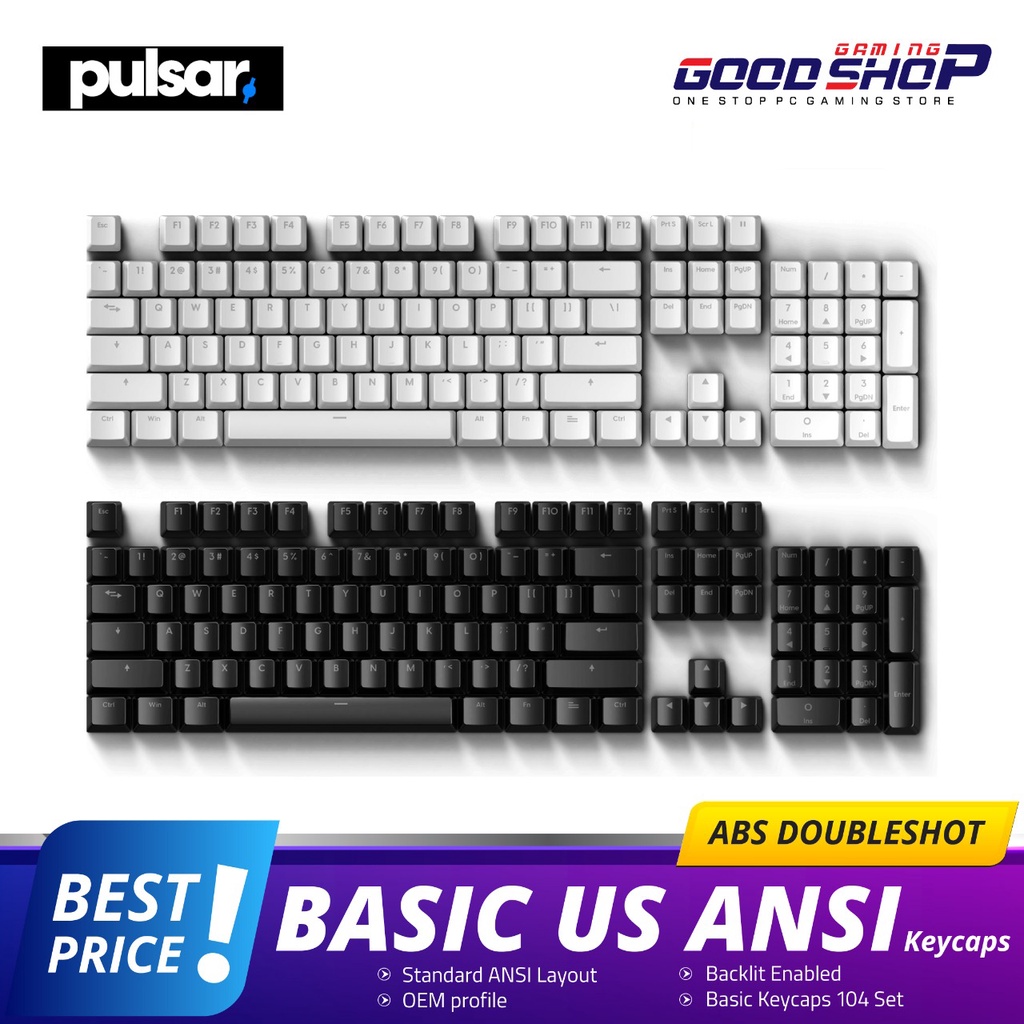 Pulsar Basic US ANSI - ABS Doubleshot - Keycaps ( 104 Set US KR )