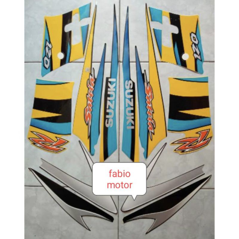 Sticker Striping satria hiu kuning hitam
