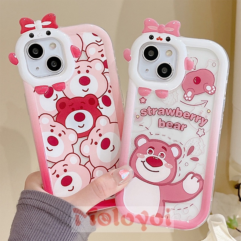 Soft Case TPU Motif Kartun Beruang Lotso 3D Untuk IPhone 7Plus XR 11 13 12 14 Pro MAX 6 6S 7 8 14 Plus X XS MAX SE 2020