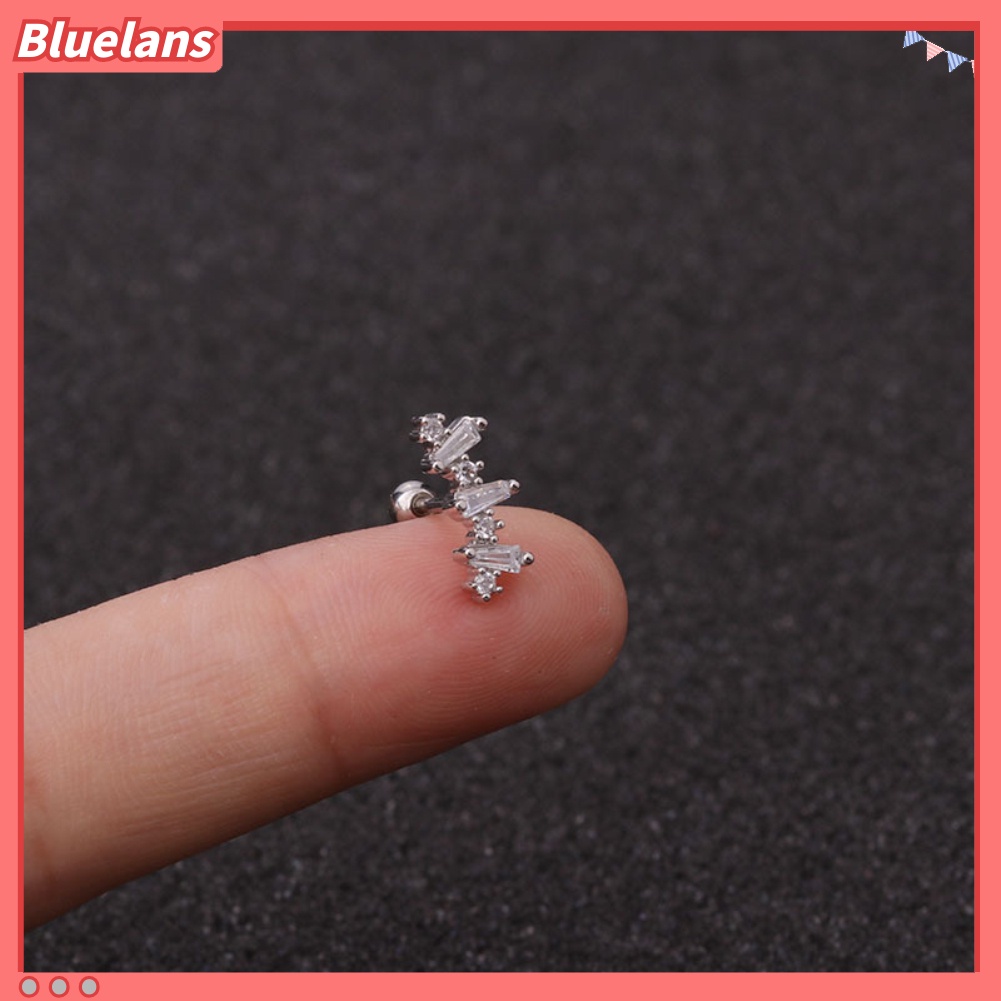 Bluelans 1Pc Lady Cubic Zirconia Inlaid Star Moon Ear Stud Earring Piercing Helix Jewelry