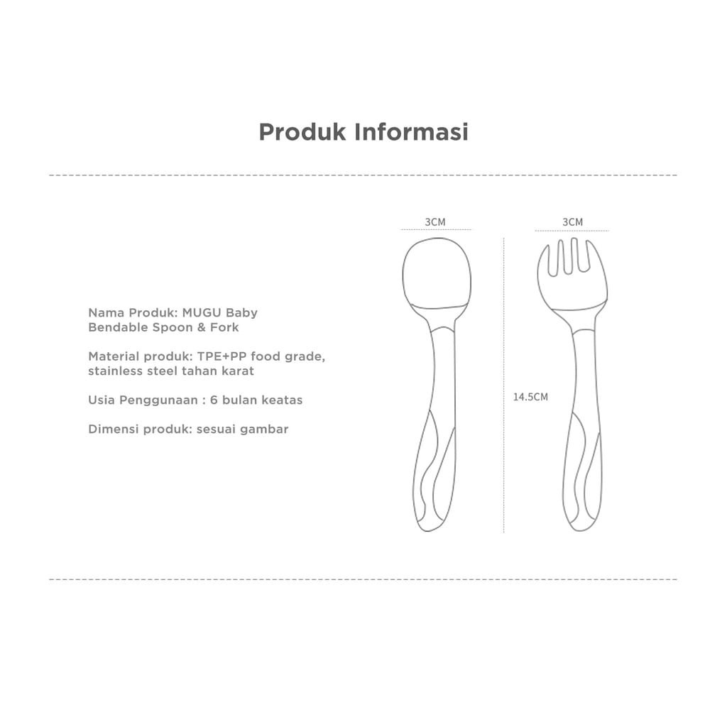 MUGU Bendable Spoon and Fork Sendok Garpu Anak free Case