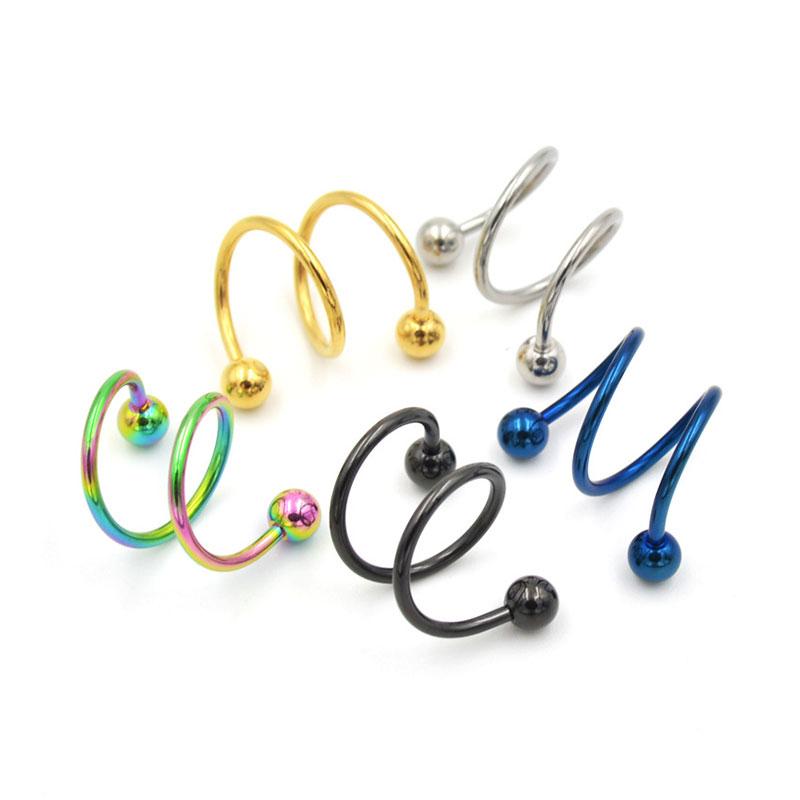 Tk Anting Tindik Hidungbibirtulang Rawan Telinga Bentuk S Spiral Bahan Stainless Steel Gaya Punk