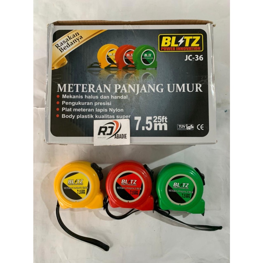 [12PCS] Meteran Akrilik Achrylic Measuring Tape BLITZ JC-36 3M 5M 7.5M